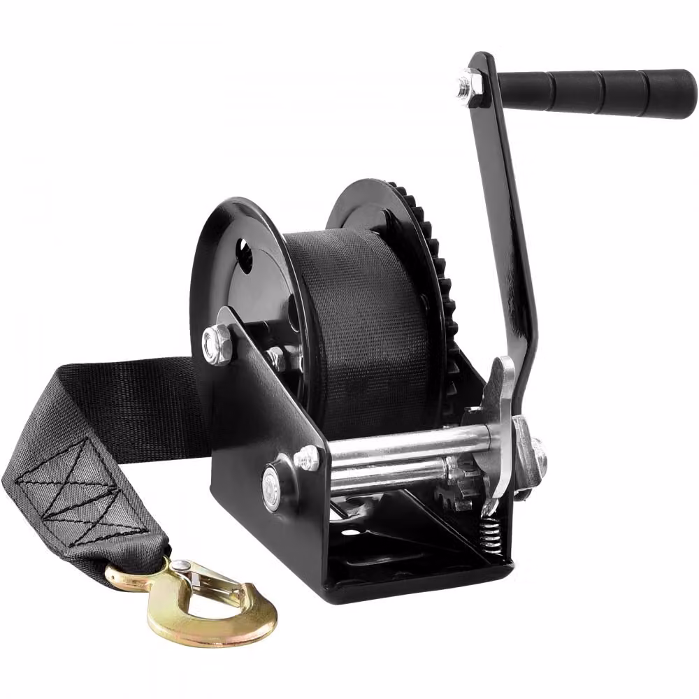 Verricello manuale a cavo - 544,3 kg, 208x138x149 mm - Verricello per barca a 2 vie a cricchetto/1 velocità - Verricello manuale con cinghia in poliestere da 7 m - Verricello a cinghia con impugnatura ergonomica - Verricello manuale a cavo Verricello per