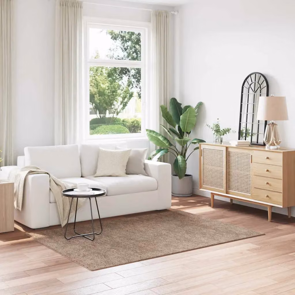 Tappeto Shaggy vidaXL Marrone Antiscivolo e Lavabile in Polipropilene L: 140 cm, P: 200 cm