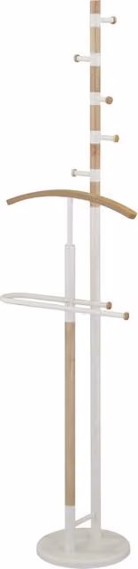 Appendiabiti e servomuto Hispanohogar moderno in legno e metallo bianco, H: 178 cm, P: 47 cm, L: 31 cm