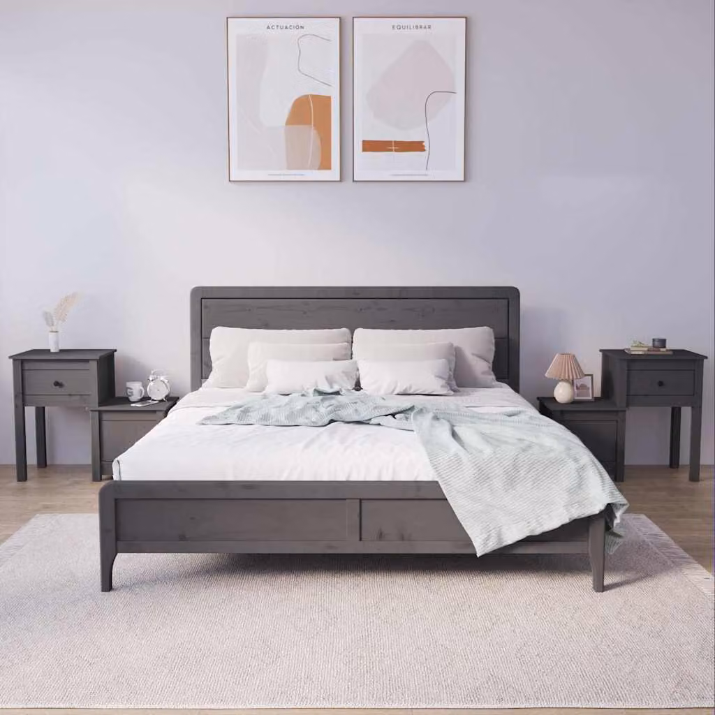 Set di 2 comodini vidaXL in legno massello di pino grigi L: 79,5 cm, P: 38 cm, H: 65,5 cm