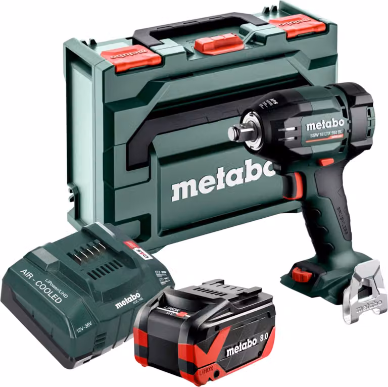 Avvitatore a impatto a batteria Metabo SSW 18 LTX 550 BL 18 V 550 Nm Brushless + 1x batteria LiHDX 8,0 Ah + caricabatteria + metaBOX