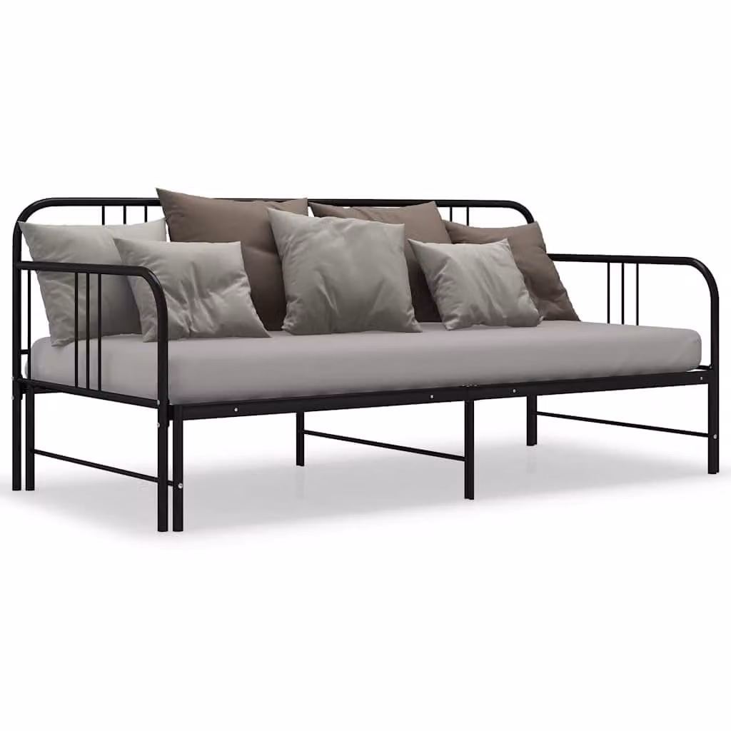 vidaXL Telaio Divano Letto Estraibile Nero in Metallo 90x200 cm