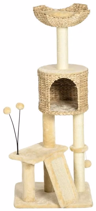 Albero per gatti con pali in sisal e amaca | Colore: Marrone | Dimensioni: 45x40x116 cm