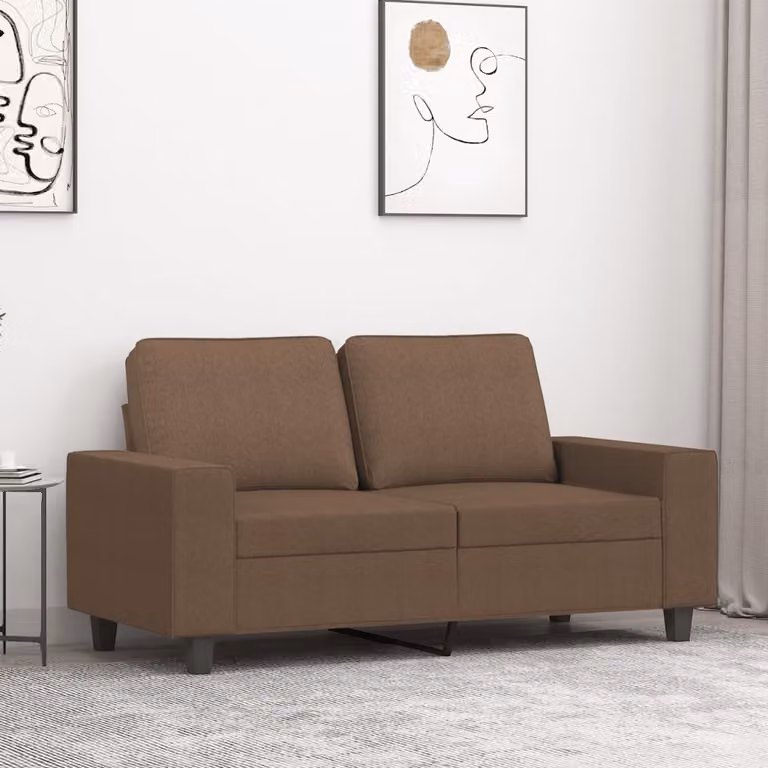 vidaXL Divano a 2 Posti Moderno in Tessuto Marrone con Struttura in Metallo per il tuo Soggiorno L: 154 cm, P: 80 cm, H: 77 cm