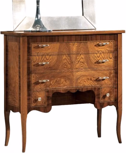 Cassettiera classica con 5 cassetti in legno di radica di frassino marrone Mobili 2G L: 81 cm, P: 36 cm, H: 81 cm