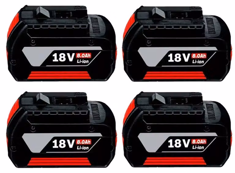 Batterie ricaricabili, 18V, capacità 8,0Ah, confezione da 4 batterie da 8,0Ah, 18V
