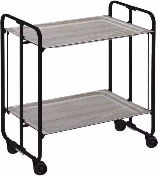 Carrello da cucina moderno Don Hierro nero con 2 ripiani in metallo e plastica L/P/H: 72 x 43 x 66 cm