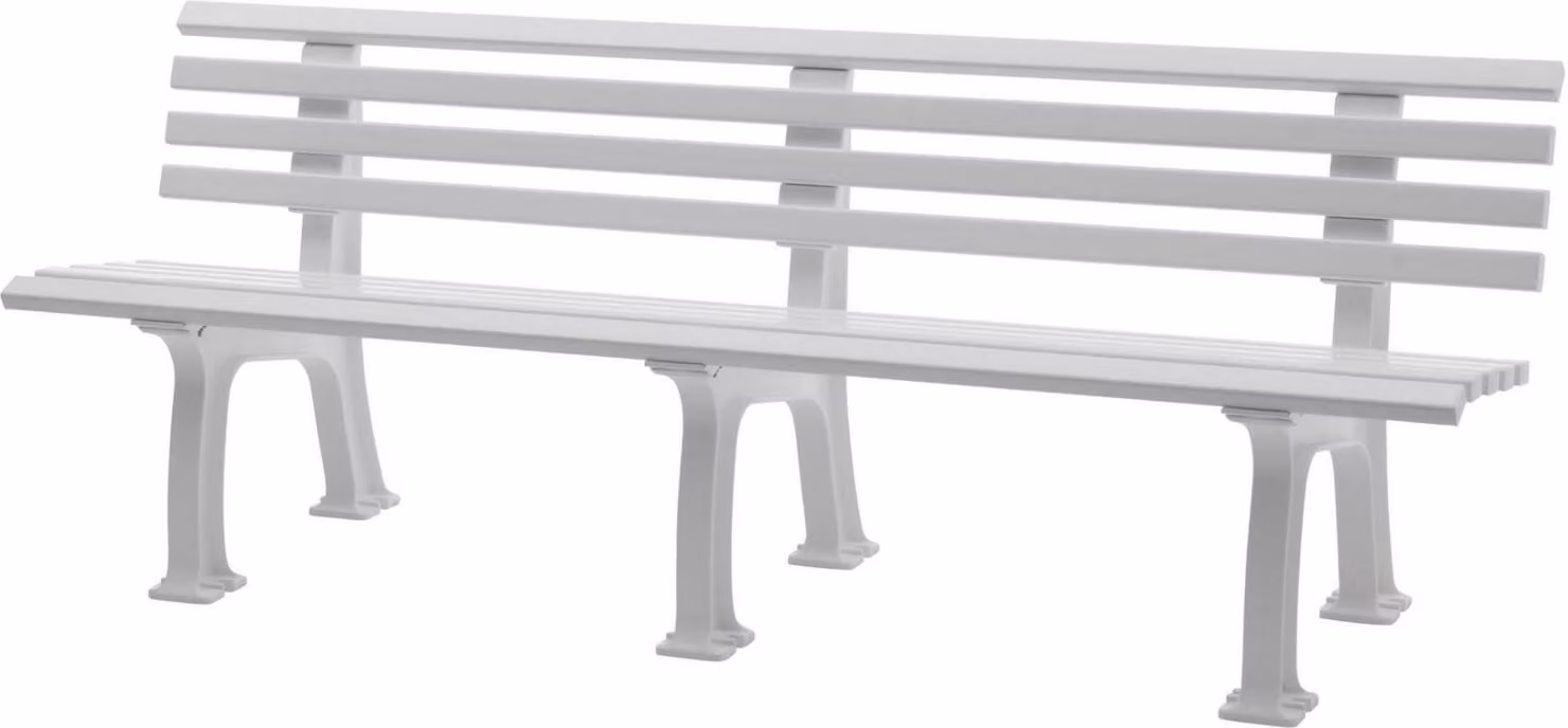 Panchina da giardino Antigua | 4 posti | Bianco | HxLxP 74x200x54cm | Plastica resistente agli agenti atmosferici e ai raggi UV | Panchina da parco Panchina da esterno Balcone da giardino Terrazza