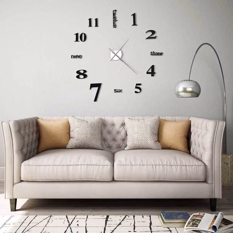 vidaXL Orologio da Parete Analogico 3D Moderno Nero 100 cm