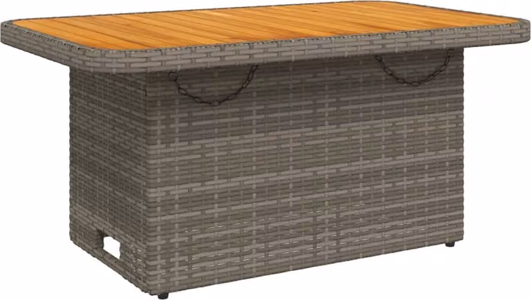 Tavolo Giardino Grigio 90x55x71 cm in Polyrattan e Legno Acacia