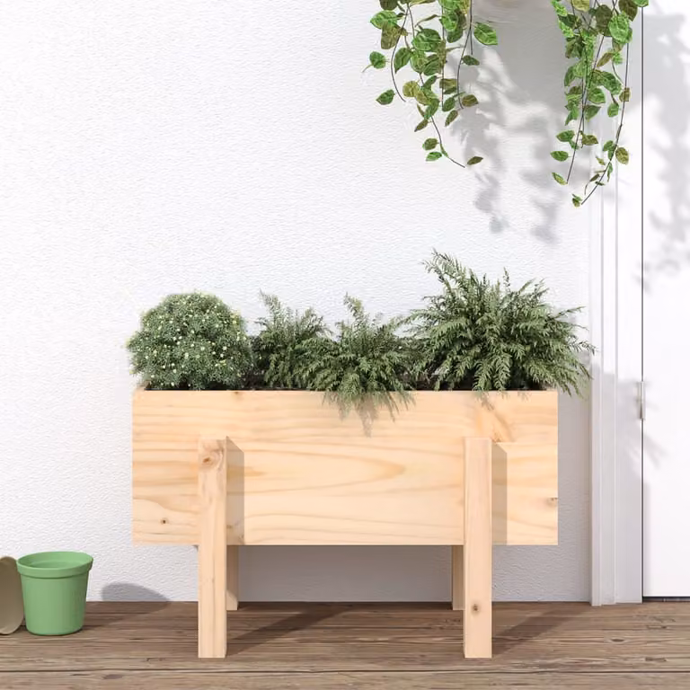 Fioriera da giardino vidaXL in legno di pino marrone e beige L: 62 cm, P: 30 cm, H: 38 cm