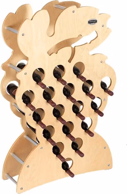 Cantinetta porta bottiglie vino modello Grappolo Original Legno Italia in legno finitura acero beige L: 75 cm, P: 25 cm, H: 120 cm