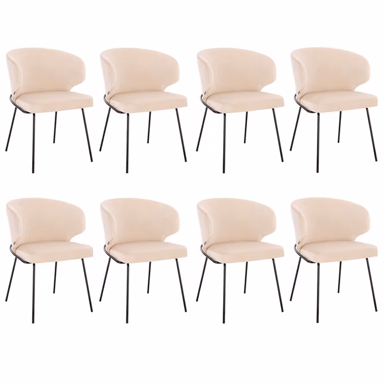 Home Deluxe - Sedia imbottita AMARA- 8 pezzi, colore: beige velluto - imbottitura morbida, portata fino a 120 kg I Sedia da cucina Sedie da pranzo Sedie da sala da pranzo