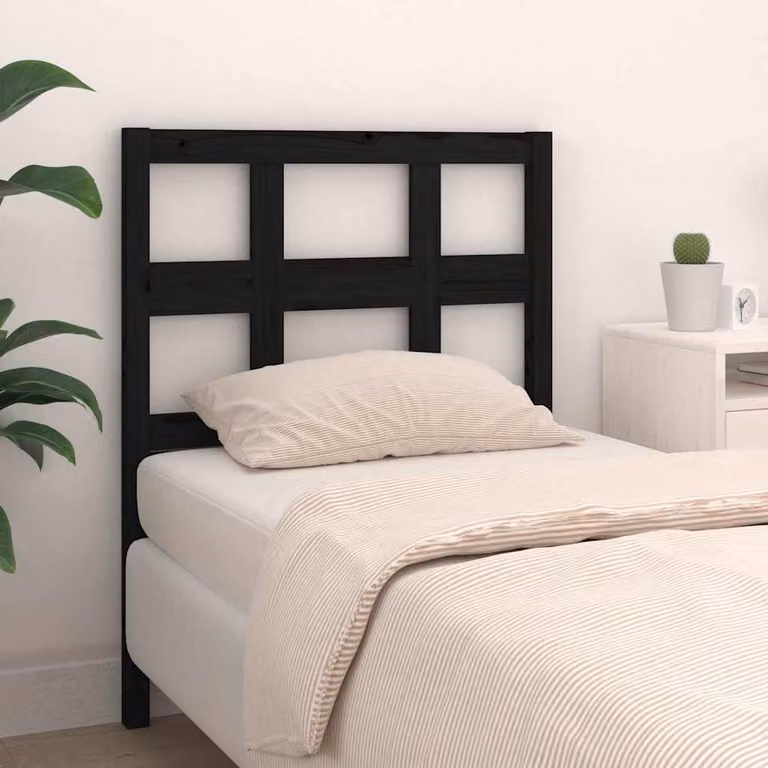 Testiera per letto vidaXL in legno massello di pino nero, L 95,5 x P 4 x H 100 cm