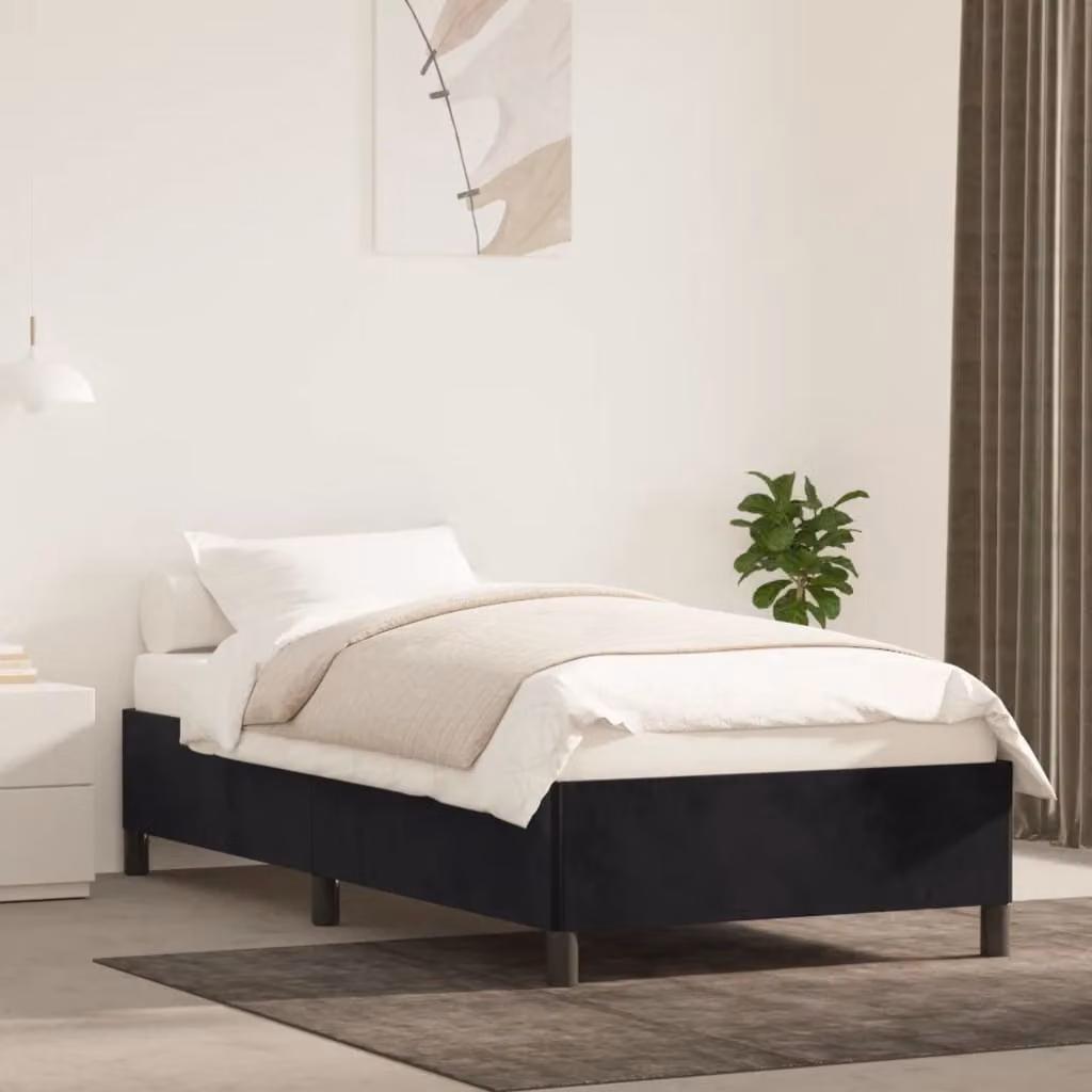 The Living Store struttura letto nera 90x190 cm in velluto