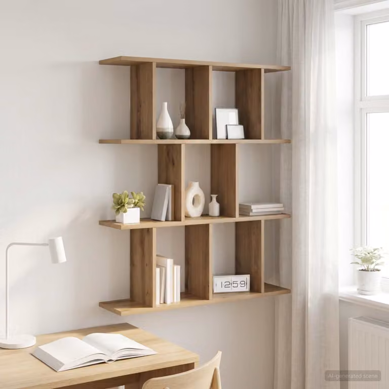 Scaffale da parete vidaXL in legno Rovere Artigianale, Marrone, L: 102 cm, P: 20 cm, H: 96 cm