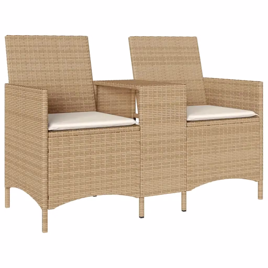 Set da giardino vidaXL in polyrattan beige con tavolo e cuscini in tessuto resistente ai raggi UV – 2