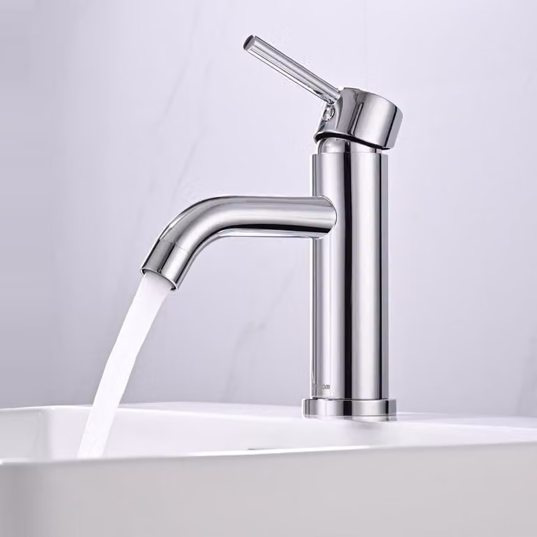 Miscelatore monocomando per lavabo, con cartuccia in Vetroceramica, aeratore estraibile, privo di piombo, cromato, altezza del beccuccio 77 mm