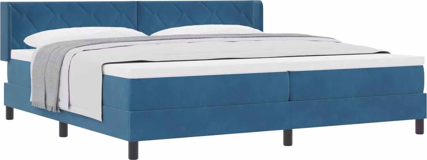 SYFAX™ Letto a molle con materasso Blu Scuro 200 x 200 cm Poliestere