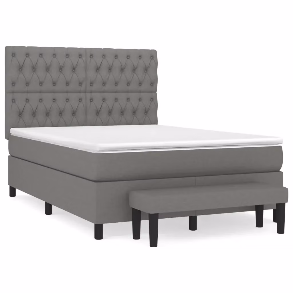 Giroletto a molle con materasso ibrido vidaXL in tessuto grigio e bianco, L/P/H: 140 x 190 x 4 cm – 2