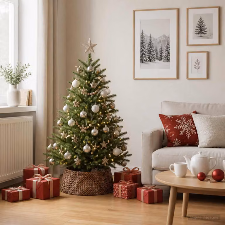 vidaXL Collare per Albero di Natale Rotondo Marrone Ø 45 x 22 cm