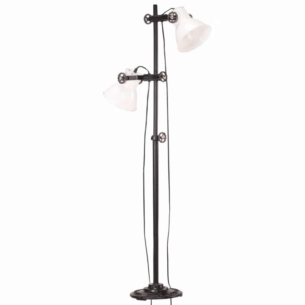 vidaXL Lampada da terra a 2 luci in ghisa bianca E27