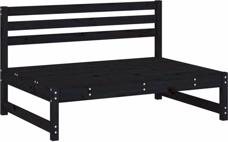 Set Salotto da Giardino 5 pz Nero in Legno Massello di Pino