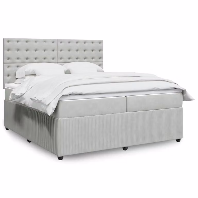 Giroletto a molle con materasso vidaXL in velluto grigio chiaro, L/P: 200 x 200 cm