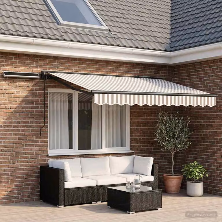 Tettuccio elettrico retrattile vidaXL in alluminio e poliestere, Grigio, Antracite e Bianco, L: 3 m x P: 2,5 m