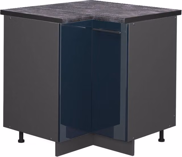 Mobile ad angolo cucina Fame-Line Blu scuro lucido/Antracite 80.5 cm, PL Antracite Vicco