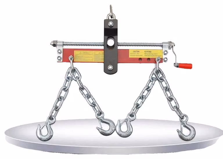 Sollevatore per motori, capacità massima di sollevamento: 900 kg, apertura dell'uncino: 20 mm, lunghezza della catena: 30 cm, campo di lavoro: da 260 mm a 315 mm, peso del pacco: 6,3 kg