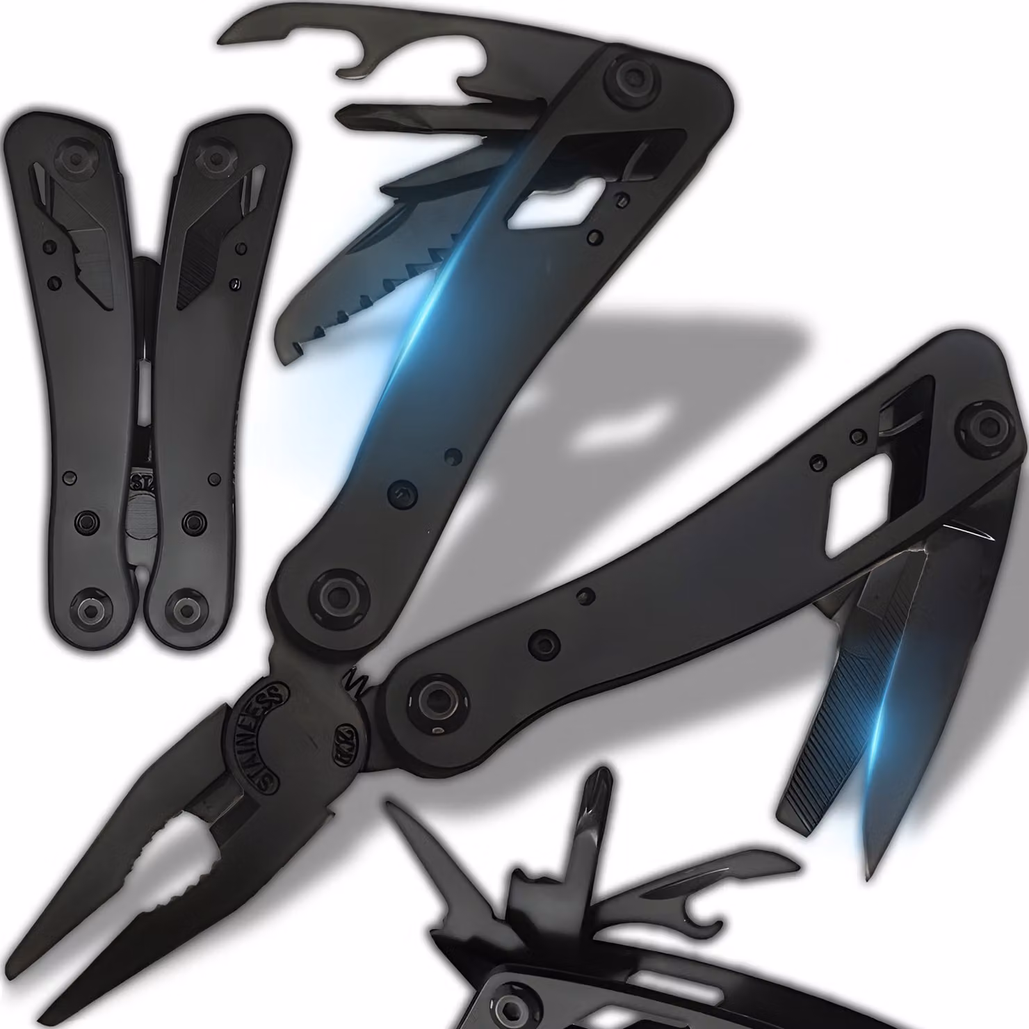 Utensile multifunzione pieghevole Multitool 11 in 1 Utensile multifunzione Coltello Pinze Sega Lima Apriscatole Coltello multifunzione Apriscatole Retoo