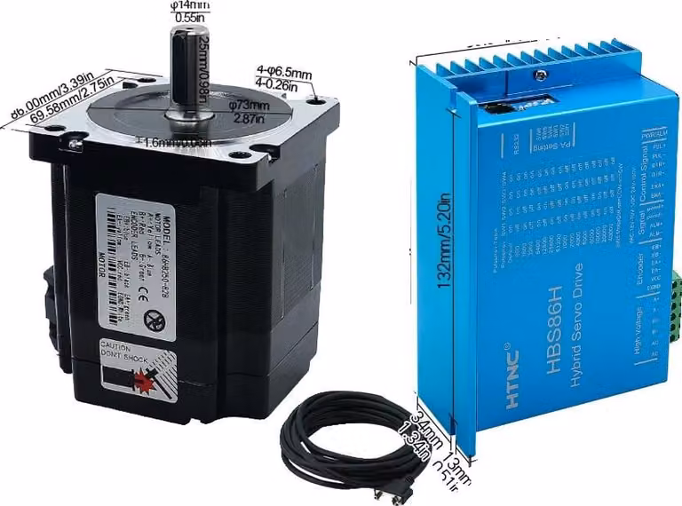 Motore passo-passo, sistema di regolazione chiuso, encoder incluso, kit 4,5 Nm, 14 mm-a