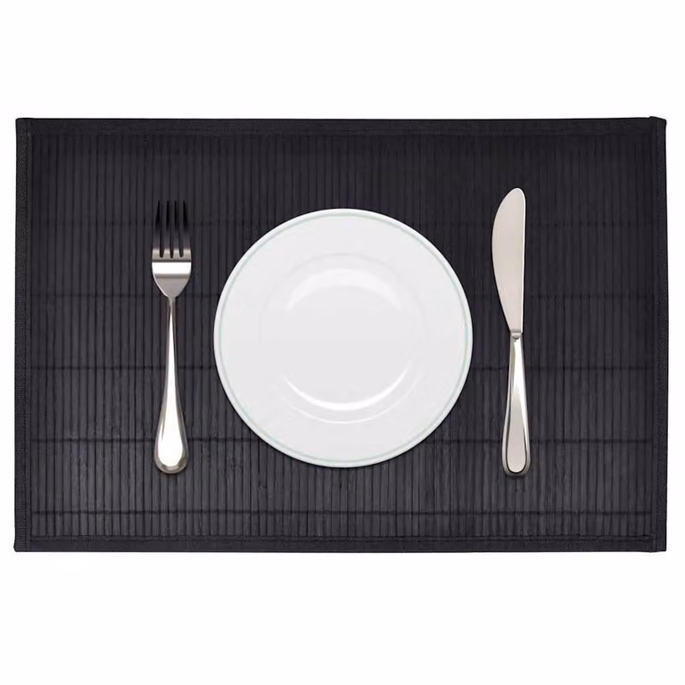 Set di 6 tovagliette in bambù vidaXL nere, modello moderno e rettangolare, L: 45 cm, P: 30 cm