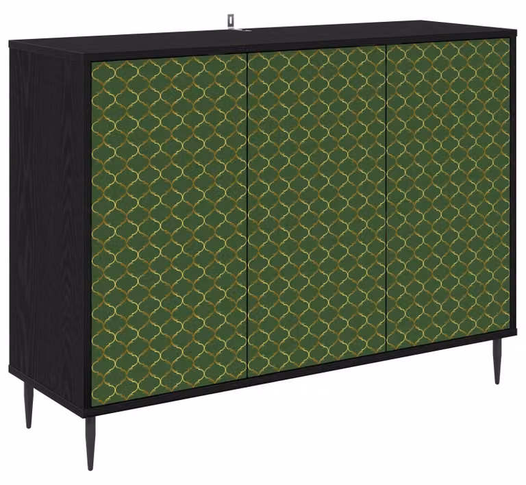 Mobile bar GELEEN, finitura effetto legno nero, dimensioni 102 x 33 x 76 cm