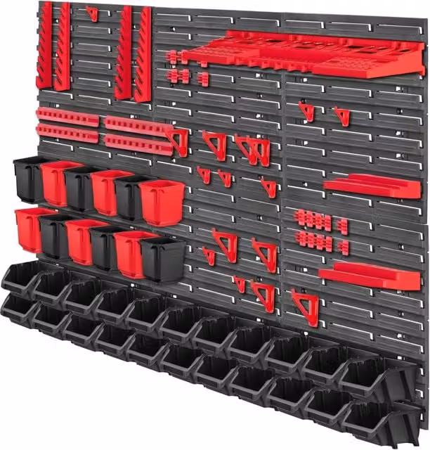 Pannello portautensili da parete KADAX nero in plastica per officina e garage, L: 117 cm, H: 78 cm, P: 77 cm