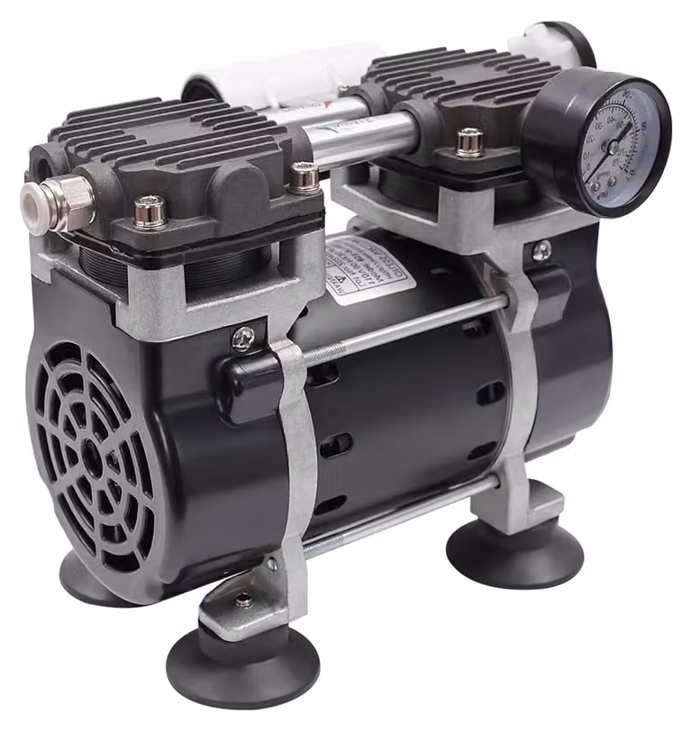 Pompa a vuoto senza olio - Motore da 150W - Pressione massima di 2 bar - Funzionamento silenzioso di 48 dB, ideale per l'industria e il laboratorio