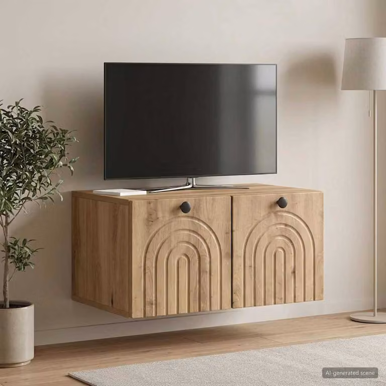 Mobile Porta TV da Muro vidaXL in Rovere Artigianale, Marrone, L: 59,5 cm, P: 41 cm, H: 30 cm