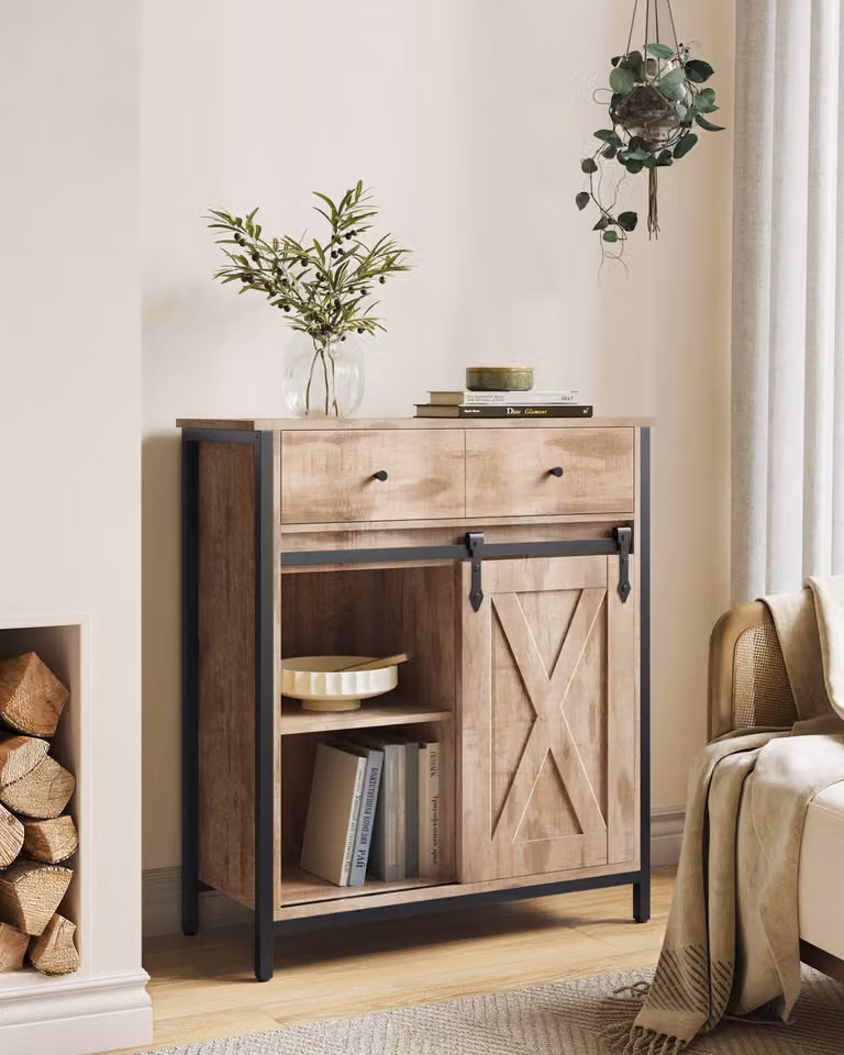 Cassettiera VASAGLE, 70 x 30 x 80 cm, con cassetto, con anta scorrevole