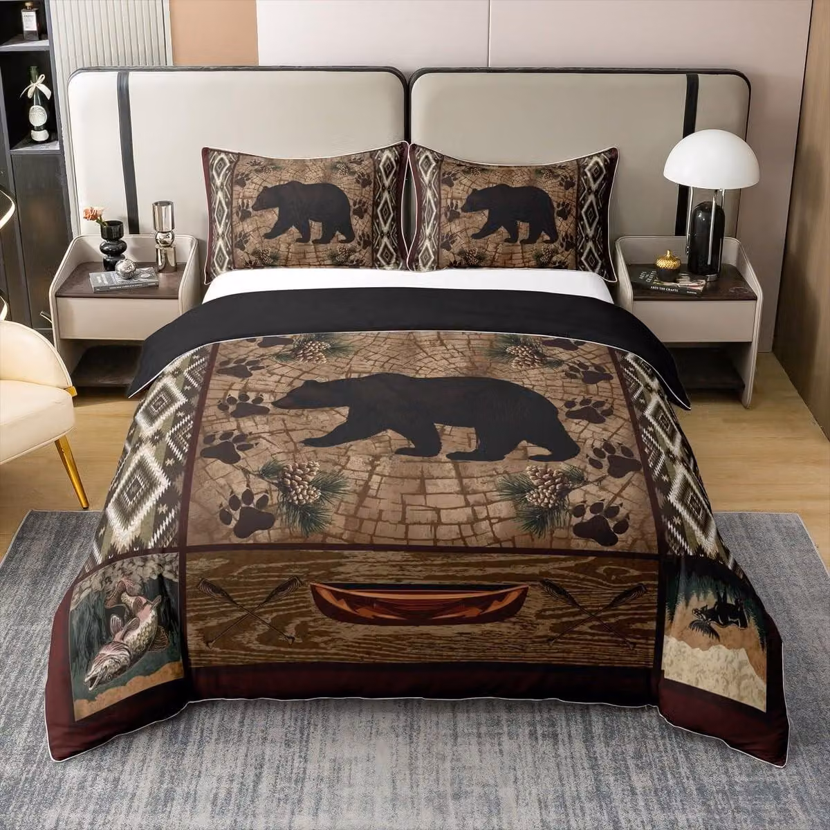 Set di lenzuola con copripiumino a forma di silhouette di animali, taglia S, con motivo bohémien