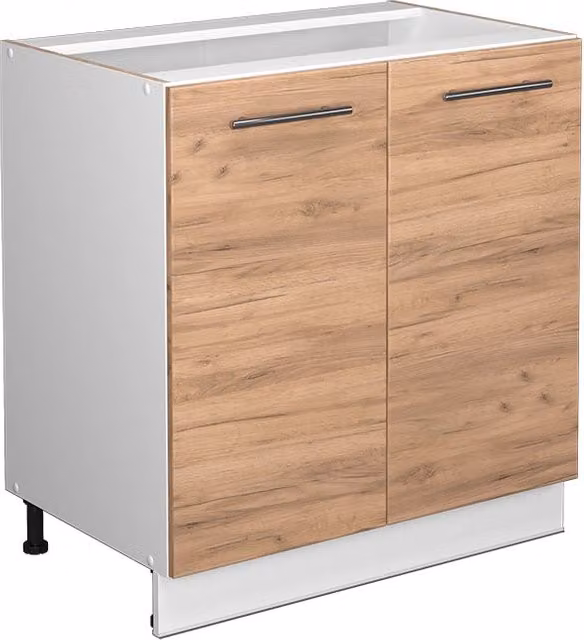 Mobiletto base cucina Vicco Fame-Line Rovere e Bianco con ante a battente e ripiani interni L: 80 cm, H: 82 cm, P: 51,6 cm – 1