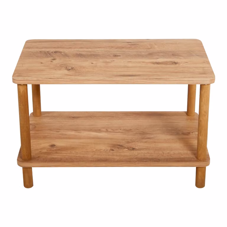 In And OutdoorMatch Tavolino Katelynn - Rettangolare - 43x70x44 cm - Colori del legno - Truciolato e faggio - Design moderno