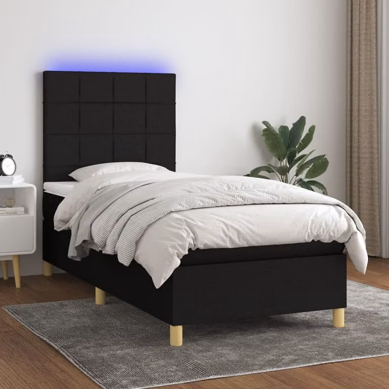 Maison Exclusive - Letto a Molle con Materasso e LED Nero 80x200 cm in Tessuto