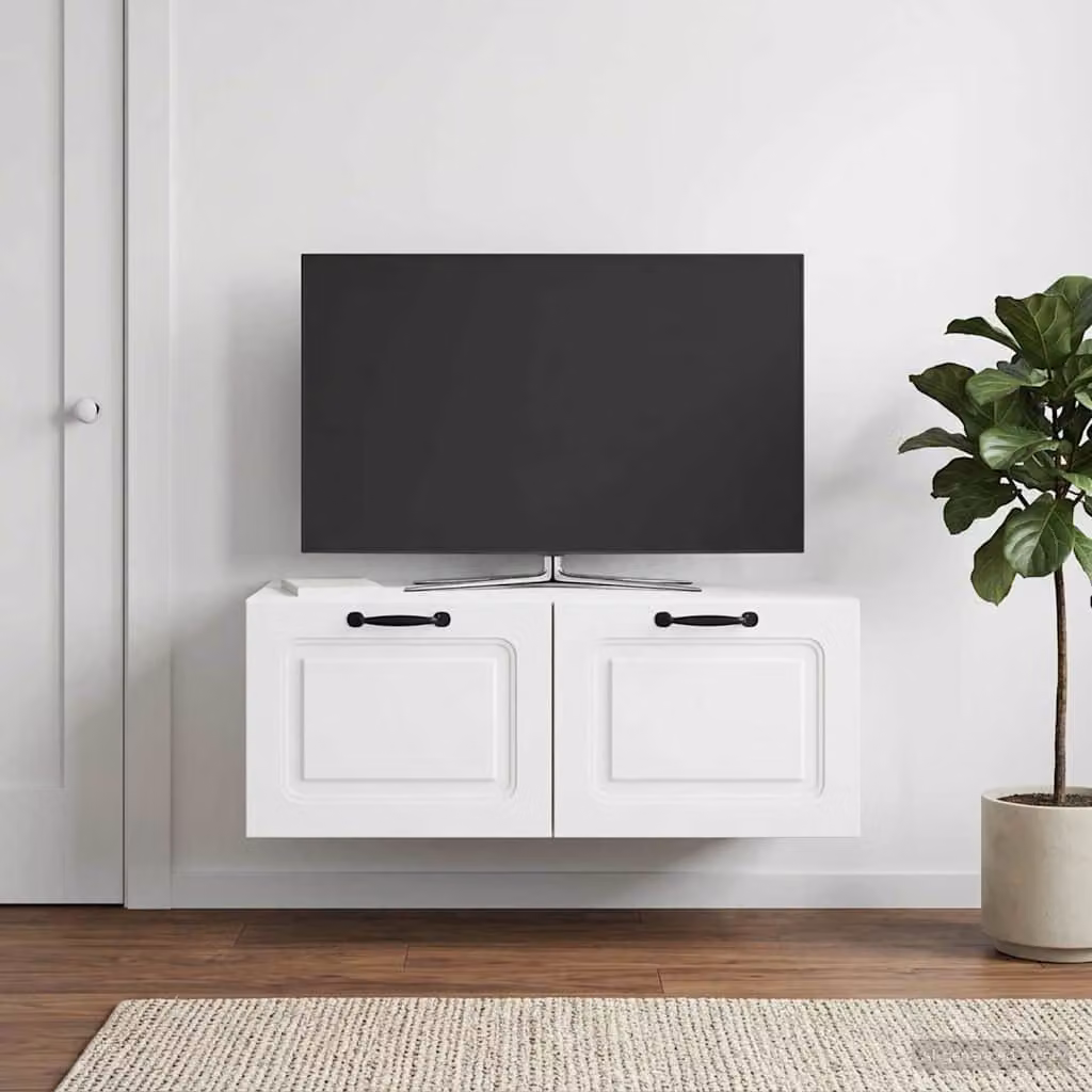 vidaXL Mobile Porta TV da Muro Bianco Moderno in MDF L: 78,5 cm, P: 41 cm, H: 30 cm
