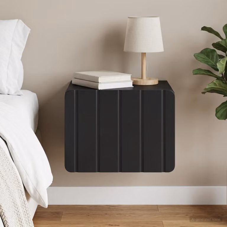 vidaXL Mobiletto da notte sospeso con cassetto Nero L: 33 cm, P: 34,5 cm, H: 24 cm
