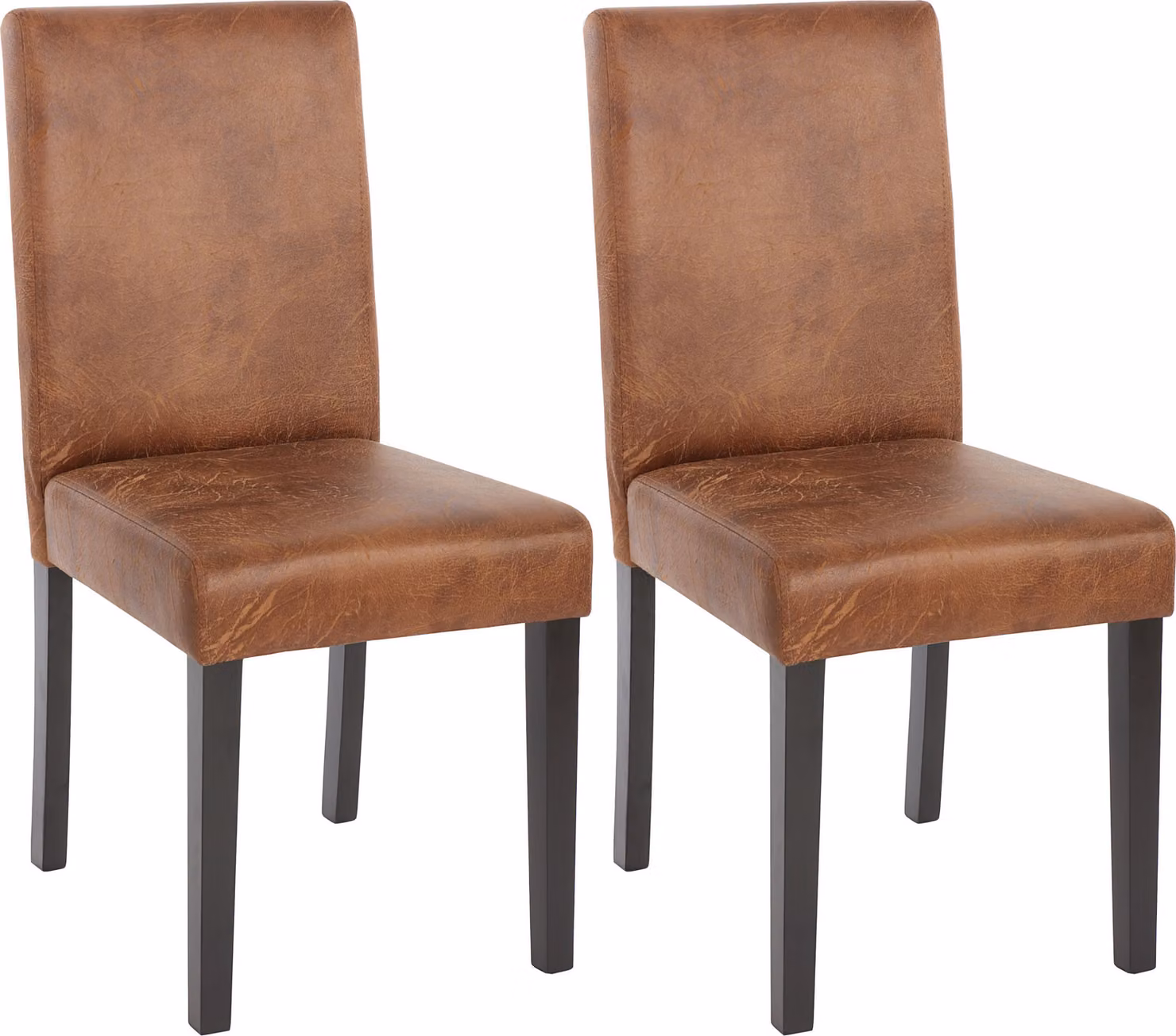 set di 2 sedie per sala da pranzo Sedia da cucina Littau ~ tessuto, Similcuoio scamosciata, gambe scure