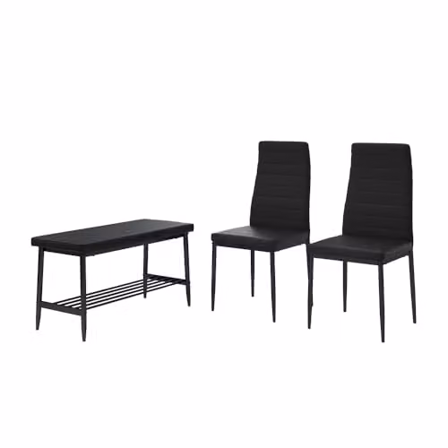 Vicco Set di panca e sedie Grand, Nero, 85 x 46.5 cm