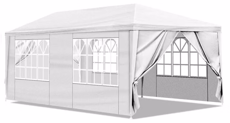 Gazebo da esterno impermeabile 3x3 metri, con 4 pareti, colore bianco. Ideale per feste, giardini, campeggio e uso all'aperto
