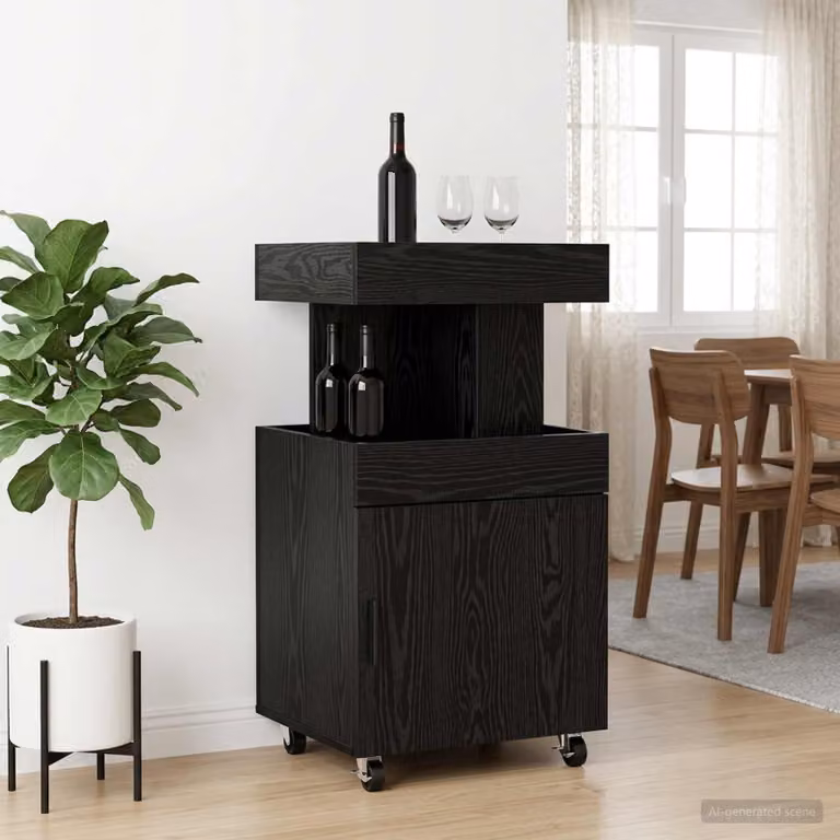 vidaXL Carrello da Bar Moderno Nero con Ruote L/P/H: 50 x 41 x 89 cm