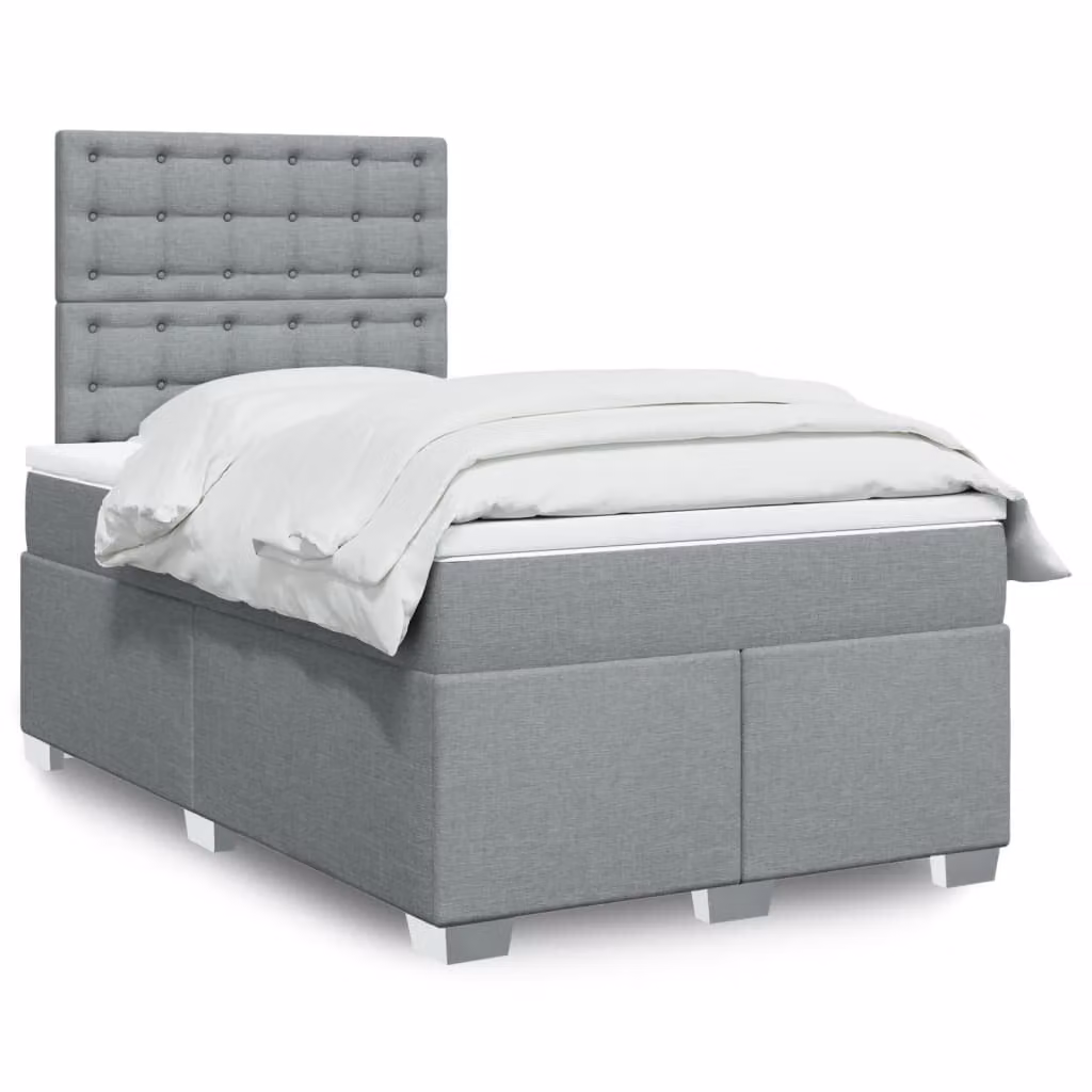 vidaXL Letto Ibrido con Materasso Grigio e Bianco L/P/H: 200 x 120 x 76,5 cm